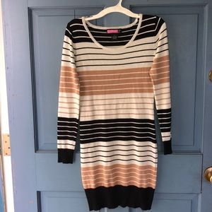Long sleeve stripped sweater dress